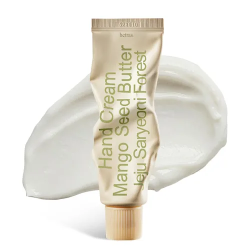 Vista 11 de hetras. Crema de manos con perfume Hinoki - Aroma fresco de ciprés Hidratante de manos coreano sutil perfumado con semilla de mango y manteca