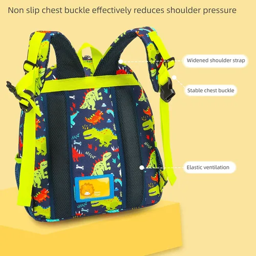 Vista 6 de Mochila escolar de dinosaurio para niños y niñas, preescolar, anaranjado (Orange dinosaur), Moderno