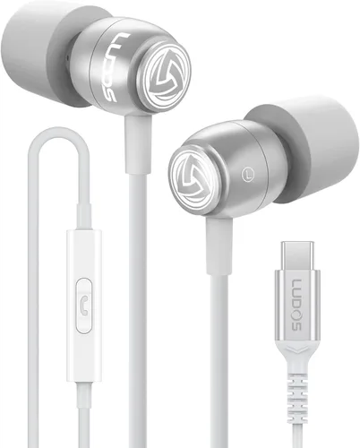 Vista 15 de Auriculares con cable Ludos Clamor, auriculares intraaurales, 5 años de garantía, auriculares con micrófono, auriculares con aislamiento de ruido