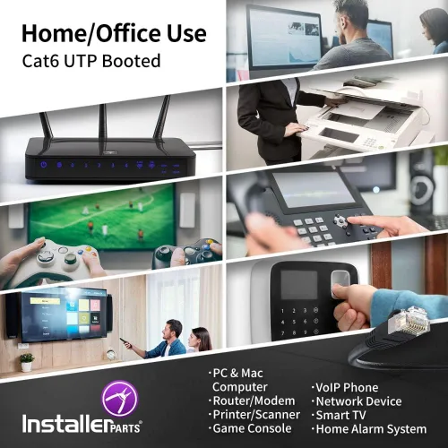 Vista 5 de InstallerParts Cable CAT6 UTP con Bota [Negro] - [0.5 pies] - [1 paquete] - Serie Profesional - Cable de Red/Internet de 10 Gbps, Cable de Conexión