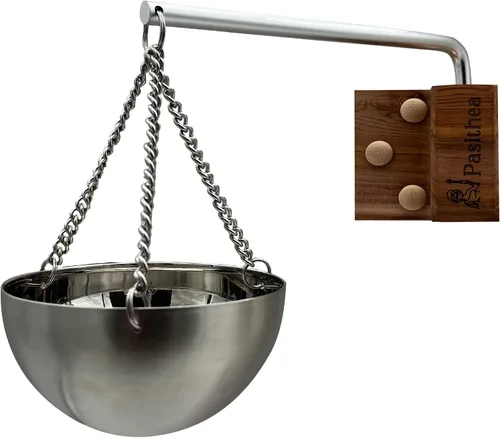 Vista 7 de Pasithea Vaso de aceite de sauna de acero inoxidable, paquete de 1 taza de aceite esencial de cedro rojo canadiense, soporte de pared con brazo