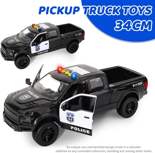 Vista 2 de Gran coche de policía de juguete con luces y música, una camioneta de juguete con puertas que se abren, para niños a partir de 3 años.