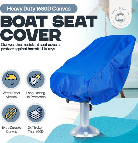 Vista 3 de Fundas de asiento de barco Pontón, nuestra funda de asiento de barco de 24 x 22 x 25 pulgadas protege tu asiento de los elementos, resistente