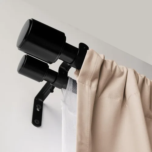 Vista 7 de Amazon Basics Barras de cortina dobles ajustables de 1 pulgada para ventanas, remates de tapón, 72 a 144 pulgadas, color negro