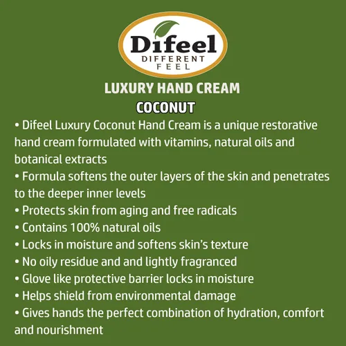 Vista 2 de Difeel Crema de manos hidratante terapéutica con aceite de coco 1.4 onzas (paquete de 2)