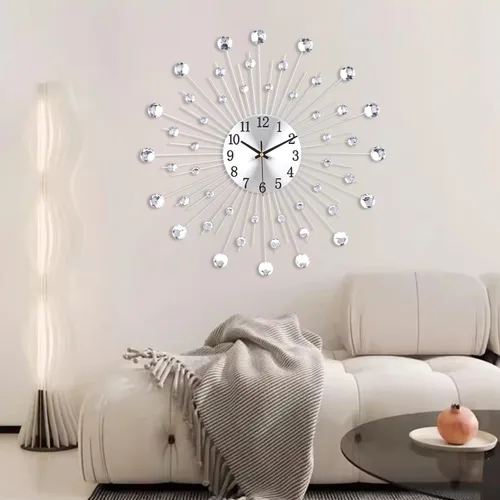 Vista 5 de Reloj de pared grande para sala de estar, relojes de pared modernos silenciosos que funcionan con batería, relojes decorativos sin tictac