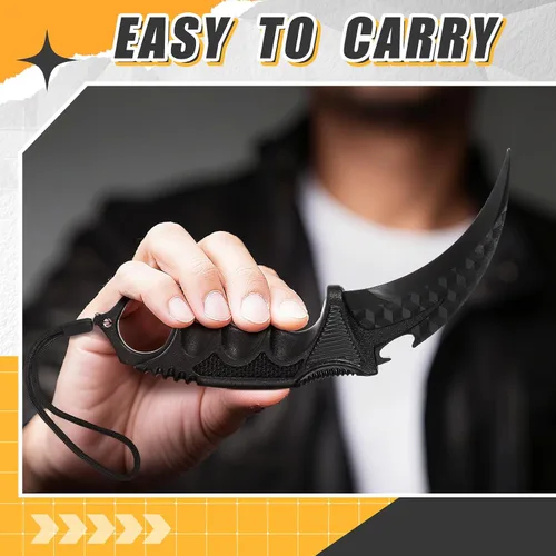 Vista 4 de Lasnten - Juego de 2 cuchillos falsos para entrenamiento Karambit con funda for Beginner Plastic Airsoft Knife Trainer Tool for Halloween Props