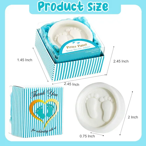 Vista 2 de AIXIANG Jabones para baby shower, hechos a mano, color azul, regalo para pies de bebé, para revelación de género, regalos y decoraciones de baby