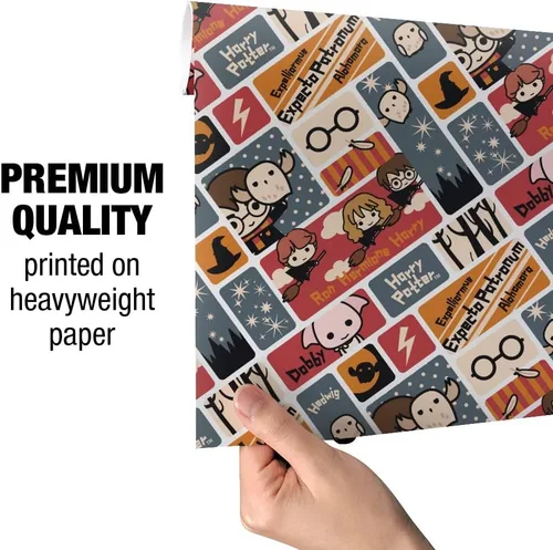 Vista 5 de GRAPHICS & MORE Rollos de papel de regalo con diseño de Chibi de Harry Potter