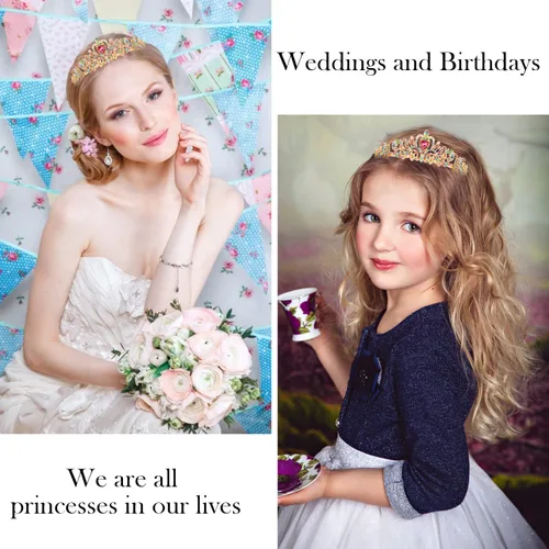 Vista 4 de Tiara de cumpleaños para niñas, corona de princesa con banda de cumpleaños, diadema de cumpleaños, coronas de cumpleaños para mujeres, tiaras