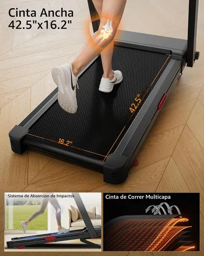 Vista 5 de UMAY Fitness 20% Treadmill with Auto Incline, Running Foldable Treadmills