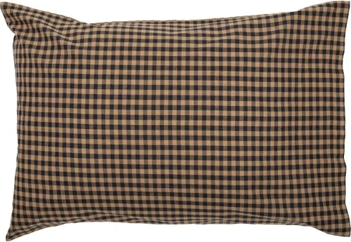 Vista 6 de VHC Brands Funda de almohada estándar con apliques de algodón primitivo de algodón a cuadros negros