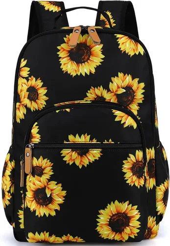 Vista 102 de Leaper Mochila para laptop para mujer: linda mochila floral para escuela, universidad, viajes, trabajo, mochila ligera para niños, Negro margarita