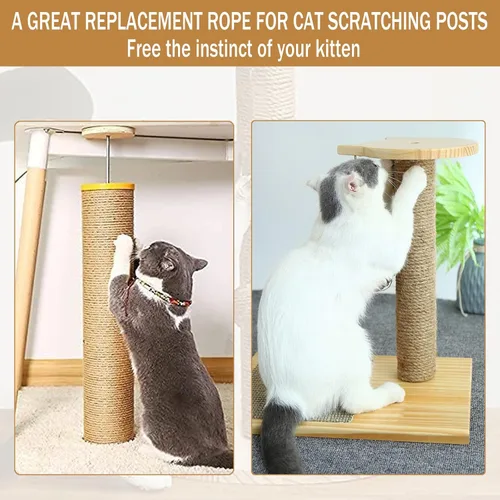 Vista 5 de Cuerda de sisal para rascador de gatos, cuerda para rascar gatos de 0.118 in 656 pies cordel de yute para rascar postes, reparar, recuperar