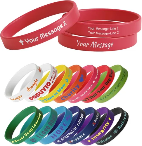 Vista 21 de Custom Rubber Bracelets – 0.5” Wide Personalized Silicone Wristbands for Parties, Awareness, Events & Celebrations