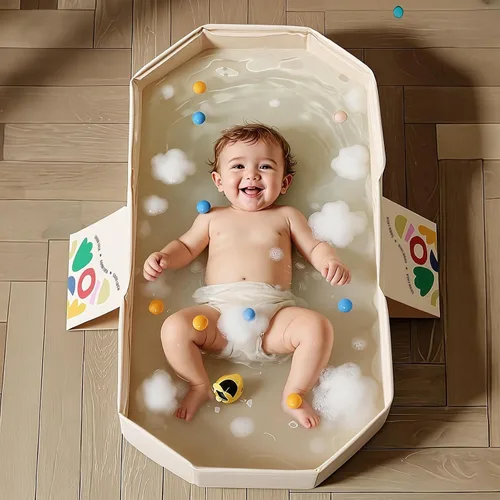 Vista 4 de RONBEI - Bañera plegable para bebé, tubo de baño plegable portátil para recién nacido, para ducha, bañera para recién nacidos con base antideslizante