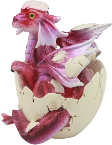 Vista 2 de Gifts & Decor Ebros - Figura de dragón rojo desconcertado en huevo de 3.25 pulgadas de alto, diseño de dragón emergente de la estatua del huevo