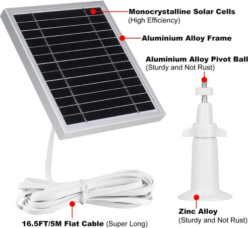 Vista 5 de UYODM Paquete de 3 cargadores de panel solar compatibles con Arlo Essential Spotlight/XL solamente, cable de carga de alimentación de 16.5 pies