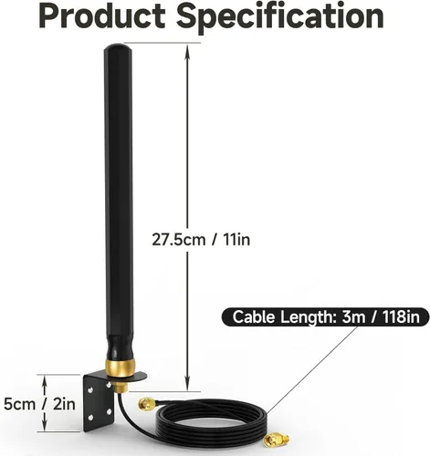 Vista 2 de Superbat Reemplazo de antena SMA 4G LTE para enrutador de cámara de rastreo Antena de montaje en pared al aire libre para receptor extendido Muddy
