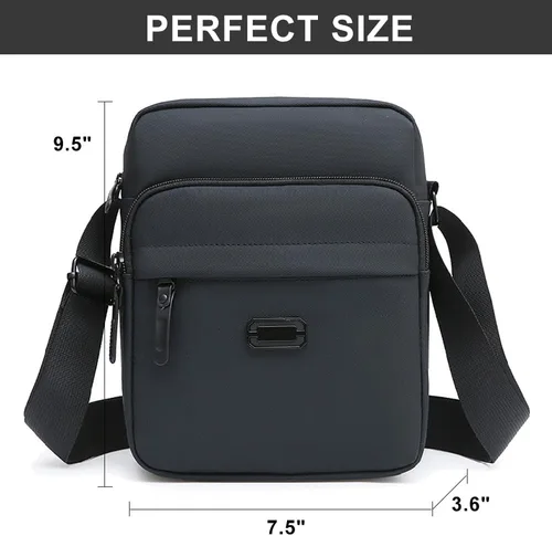 Vista 5 de Nepena Bolso cruzado para hombre, bolso bandolera de cuero para hombre, bolso pequeño para hombro, para viajes, trabajo al aire libre