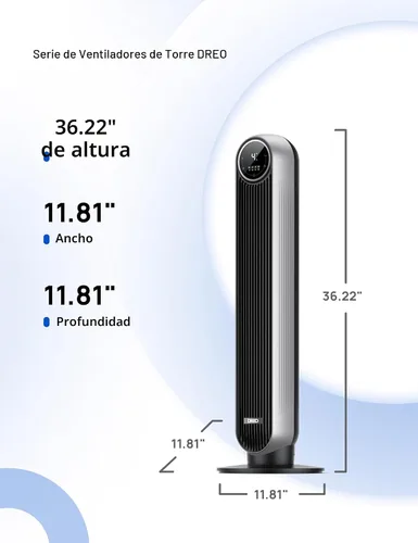 Vista 8 de Dreo Ventilador de torre sin aspas - 25 pies/s, 4 velocidades, 4 modos, oscilación de 90°, temporizador de 8 horas, ultra silencioso