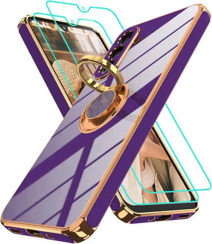 Vista 200 de Funda para Motorola Moto G 5G 2024: Funda Moto G Play 5G 2024 con 2 piezas de protectores de pantalla, soporte de anillo de rotación de 360°