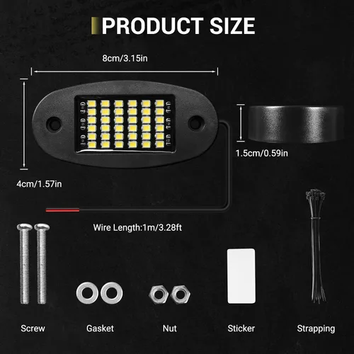 Vista 4 de Hovano 4 Cápsulas Luces de Roca Blancas 6000K Blanco Puro 36 LEDs Chips SMD Súper Brillantes Luz de Neón Underglow IP68 Impermeable para Camionetas