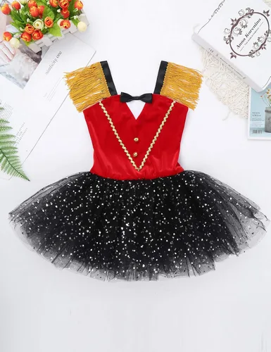 Vista 3 de QinCiao Disfraz de maestro de circo para niñas y niñas disfraz de Halloween Navidad fiesta de cumpleaños cosplay