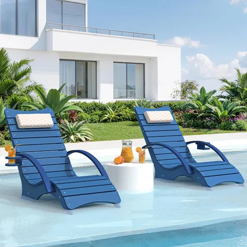 Vista 11 de Juego de 2 sillas de piscina con reposabrazos y portavasos, 8-10 Blanco