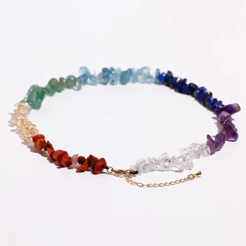 Vista 7 de Jewever Gargantilla de 7 chakras para mujer, cristales reales de Reiki y piedras curativas, buena suerte, equilibrio, meditación, yoga, joyería