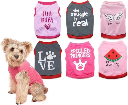 Vista 9 de Paquete de 6 camisetas transpirables para perros para piel sensible, de secado rápido, protección solar para perros, ropa fresca de verano para CUTE