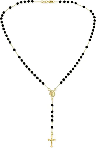 Vista 2 de Bling Jewelry Collar de Rosario Cristiano Católico con Cuentas de Bola, Cruz de Crucifijo, Jesús Católico, Virgen Madre María, Collar de Cuentas