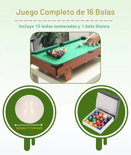 Vista 4 de Mini bolas de billar, juego de 16 bolas de billar, billar de mesa de billar de 1-1/4 pulgadas, mini bolas de billar de resina, bola de entrenamiento
