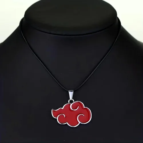 Vista 4 de BC Bella Colour Collar de anime, collar con colgante en forma de nube roja y llavero a juego, regalo para amantes del anime y fanáticos del anime