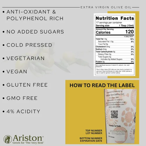 Vista 2 de Ariston "Lo Mejor" Aceite de Oliva Extra Virgen Rico en Antioxidantes, Prensado en Frío, Calidad Premium Producto de Grecia (250ml) 8.45 fl oz