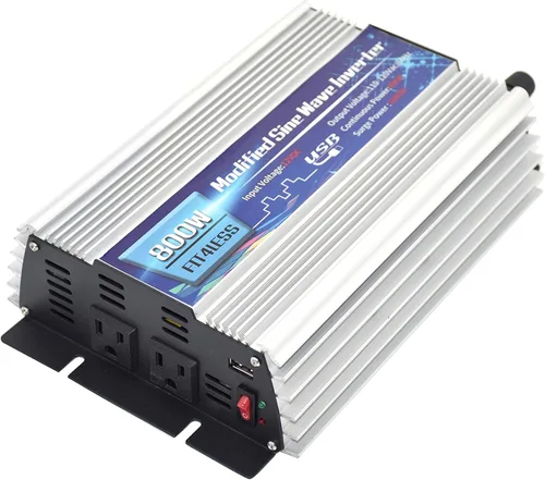Vista 2 de Inversor de corriente 800W con salida de enchufes dobles y entrada USB5V 2000mA DC12V o 24V, salida AC110V 60Hz (12V)