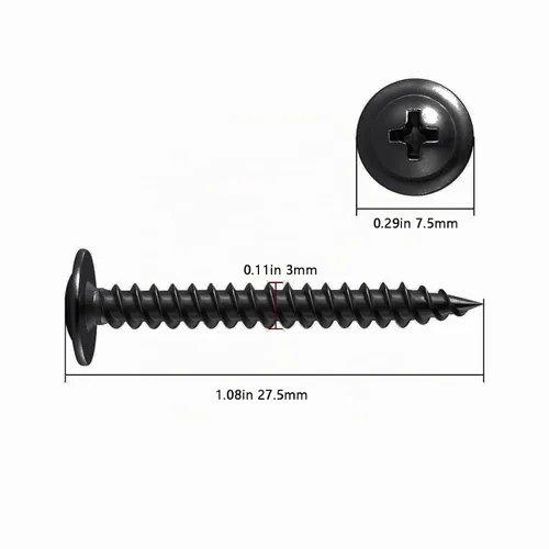 Vista 2 de Tornillos WenSilon #4×1" de cabeza de armadura Phillips para madera con galvanizado negro, autorroscantes para metal rápido.