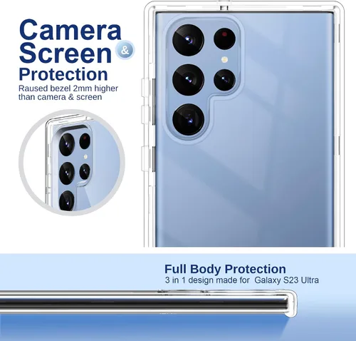 Vista 5 de ULAK Funda transparente para Galaxy S23 Ultra, resistente a prueba de golpes, funda de TPU suave, funda protectora transparente para Samsung Galaxy