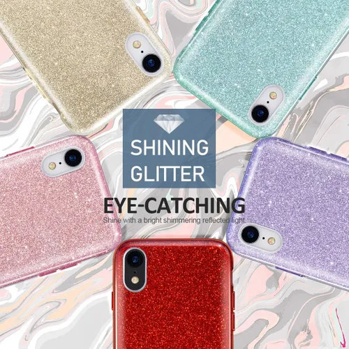 Vista 7 de MATEPROX Compatible con iPhone XR, funda protectora Bling Sparkle Cute Girls Women para teléfono XR de 6.1 pulgadas (dorado)