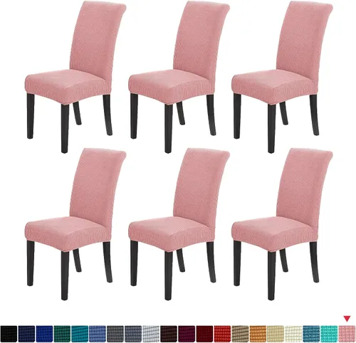 Vista 74 de Juego de 2 fundas para sillas de comedor, fundas elásticas para sillas de comedor, fundas para sillas de cocina de jacquard texturizadas, decoración