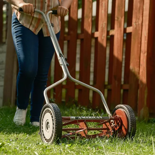 Vista 46 de American Lawn Mower Company 1204-14 Cortacésped de carrete de empuje de 4 hojas de 14 pulgadas, color rojo