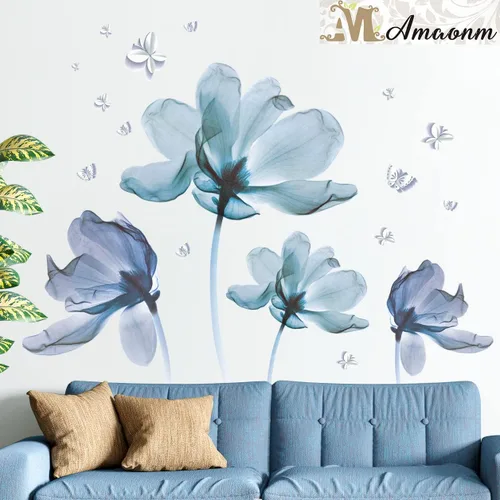 Vista 2 de Amaonm Gaint Creative - Calcomanías de pared extraíbles 3D de flores de Nusery DIY románticas pegatinas de pared florales, decoración artística