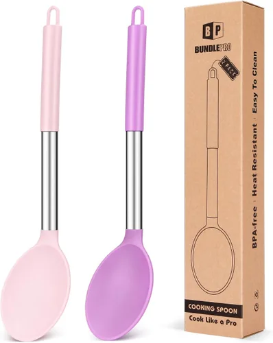 Vista 8 de BUNDLEPRO Cucharas de cocina de silicona para utensilios de cocina Negro-rojo