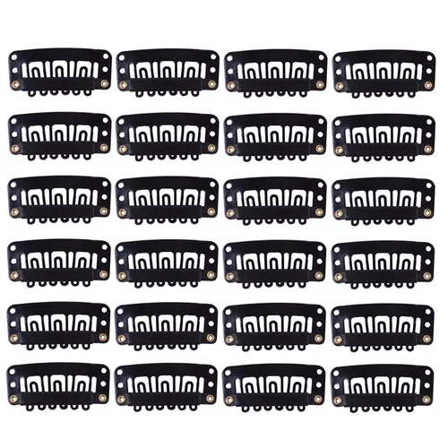 Vista 18 de YANTAISIYU 24 unids/1.102 in 8 dientes Metal peluca clips con goma Snap Clips para peluca Hairpiece Hair Extension Accesorios (negro)