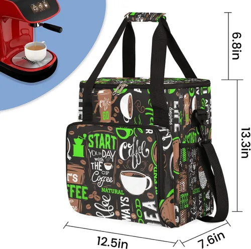 Vista 2 de Green Start Your Day - Bolsa de transporte para cafetera, bolsa de almacenamiento de viaje para cafetera, compatible con K-Mini o K-Mini Plus, b-7