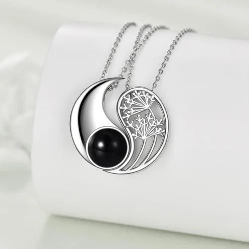 Vista 5 de AXELUNA Yin Yang Tree of Life necklace Sterling Silver Matching Couples Friendship Necklace Jewelry For Women Men Gift