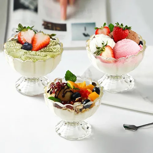 Vista 8 de Tazón de postre para helado, juego de 6, 6oz de cristal vintage con base pesada, taza para helado, fruta, postre, aperitivo, condimento (6)