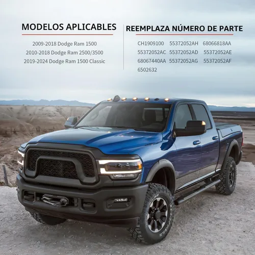 Vista 2 de KARPAL Tapa protectora superior para alerón de puerta trasera, compatible con Dodge Ram 1500 2009-2018 2010-2018 2500 3500 TO1904100 ABS negro