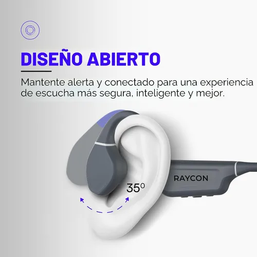 Vista 3 de Raycon Auriculares de conducción ósea, auriculares deportivos Bluetooth de oreja abierta con micrófono, auriculares resistentes al agua IP68