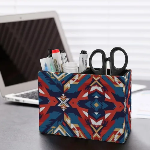 Vista 5 de Desk Organizer Pencil Cups Aztec Red Blue, Convenient Storage for Your Writing Tools